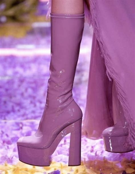 versace patent leather go go boots|versace thigh high boots.